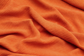 Tissu Voile Crêpe Fluide Relief Cercle Orange -Au Mètre