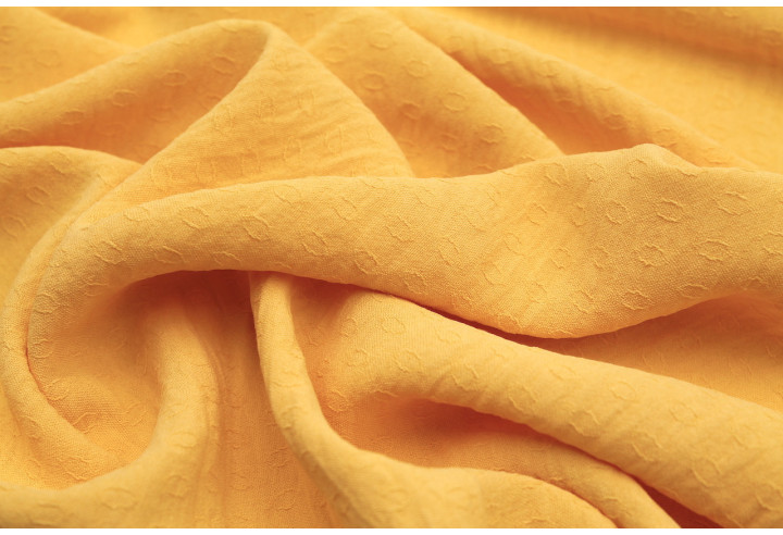 Tissu Voile Crêpe Fluide Relief Cercle Safran -Au Mètre
