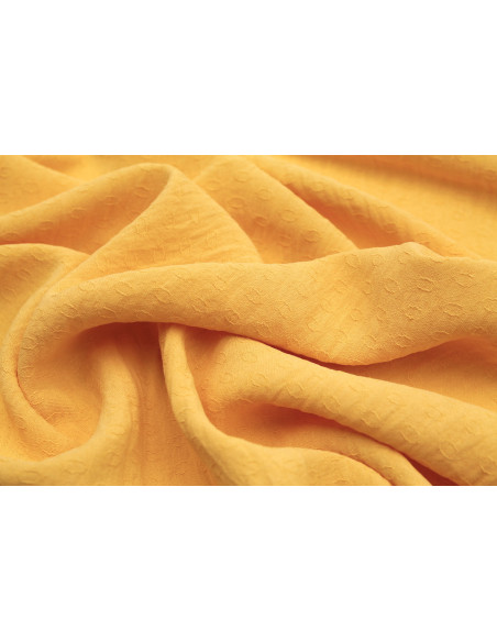 Tissu Voile Crêpe Fluide Relief Cercle Safran -Au Mètre