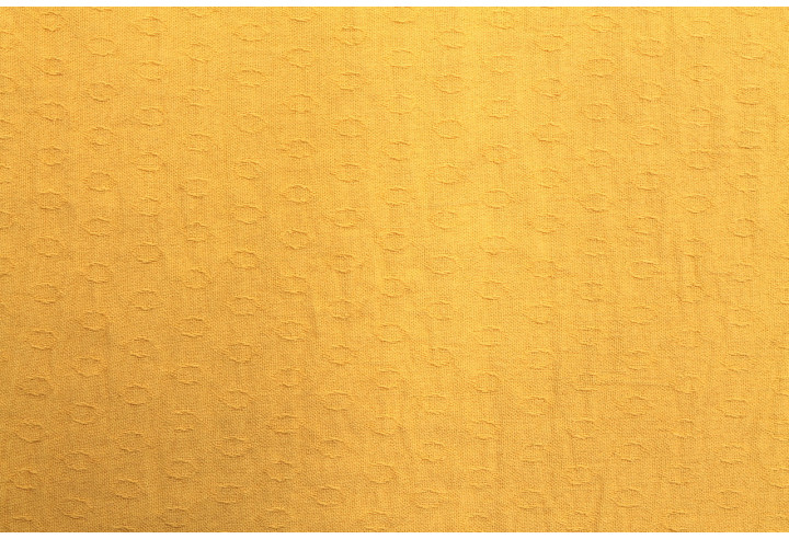 Tissu Voile Crêpe Fluide Relief Cercle Safran -Au Mètre