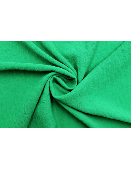 Tissu Voile Crêpe Fluide Relief Cercle Vert -Au Mètre
