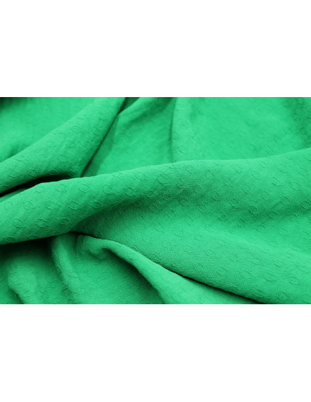 Tissu Voile Crêpe Fluide Relief Cercle Vert -Au Mètre