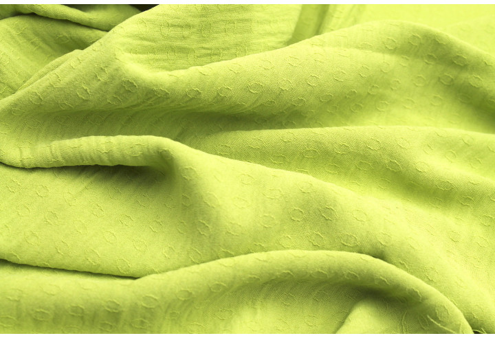 Tissu Voile Crêpe Fluide Relief Cercle Anis -Au Mètre