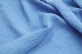 Tissu Voile Crêpe Fluide Relief Cercle Bleu -Coupon de 3 mètres