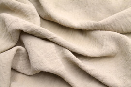 Tissu Voile Crêpe Fluide Relief Cercle Beige -Coupon de 3 mètres