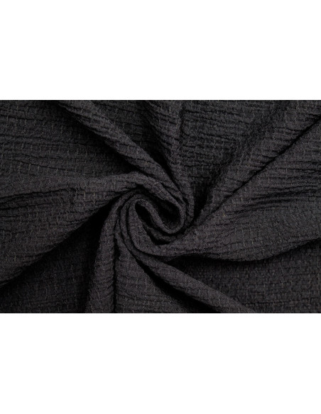 Tissu Viscose Poly craquelé Noir -Au Mètre