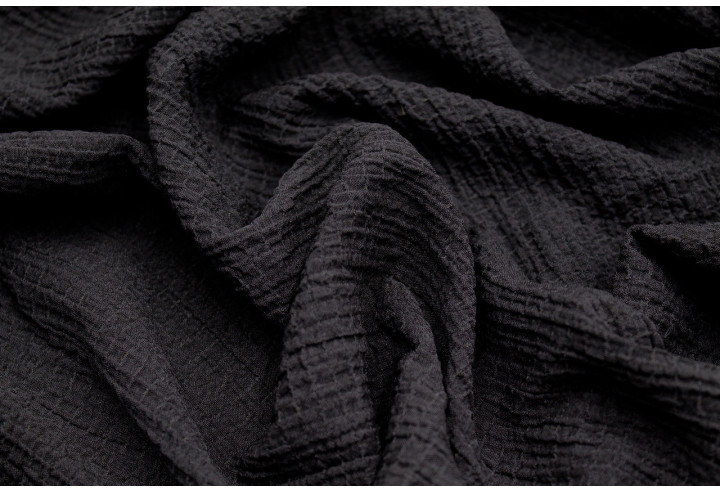 Tissu Viscose Poly craquelé Noir -Au Mètre