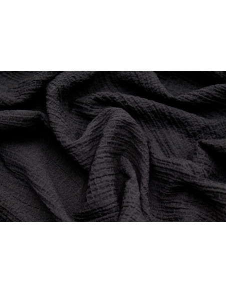 Tissu Viscose Poly craquelé Noir -Au Mètre