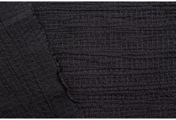 Tissu Viscose Poly craquelé Noir -Au Mètre