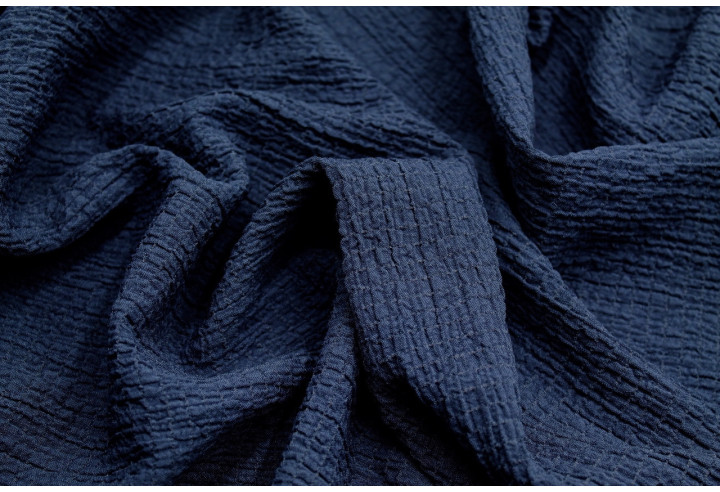 Tissu Viscose Poly craquelé Marine -Au Mètre