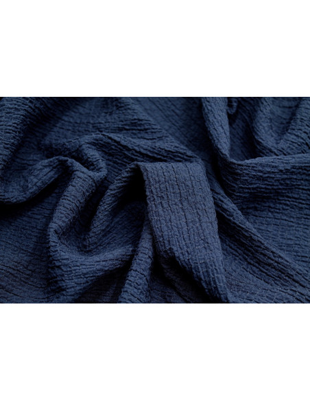 Tissu Viscose Poly craquelé Marine -Au Mètre