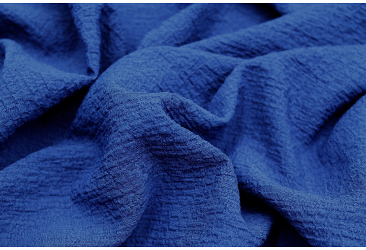 Tissu Viscose Poly craquelé Bleu roi -Au Mètre