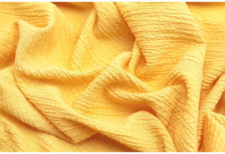 Tissu Viscose Poly craquelé Safran -Au Mètre