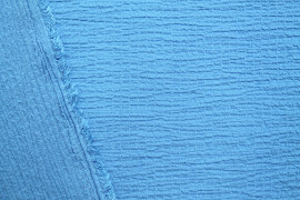 Tissu Viscose Poly craquelé Bleu azur -Coupon de 3 mètres