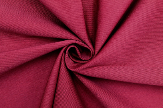 Tissu Gabardine PolyCoton Uni Rouge Carmin -Au Mètre