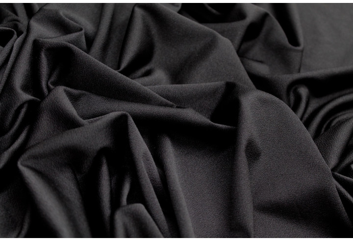 Tissu Crêpe Crézia Maille Noir -Au Mètre