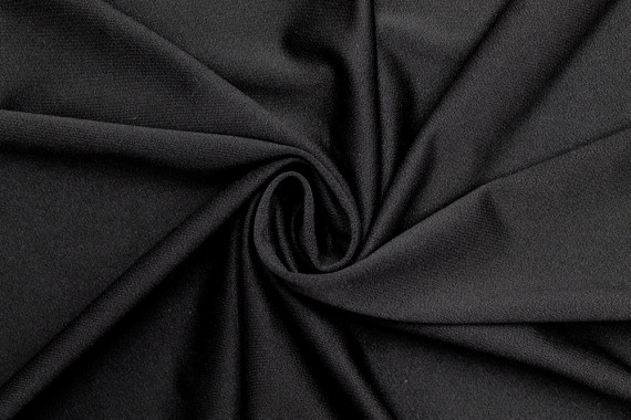 Tissu Crêpe Crézia Maille Noir -Coupon de 3 mètres