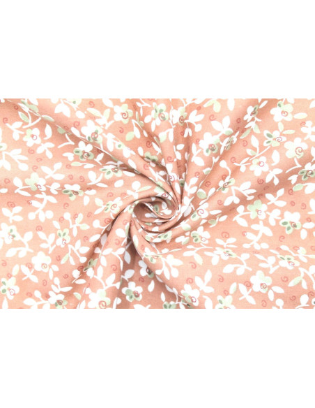 Tissu Popeline Coton Imprimé Fleur Laurie Rose -Au Mètre