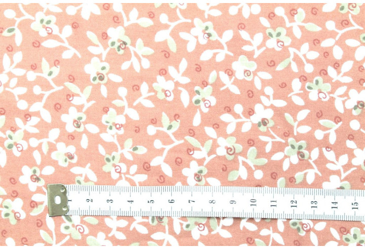 Tissu Popeline Coton Imprimé Fleur Laurie Rose -Au Mètre