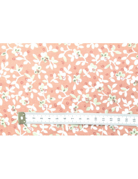Tissu Popeline Coton Imprimé Fleur Laurie Rose -Au Mètre