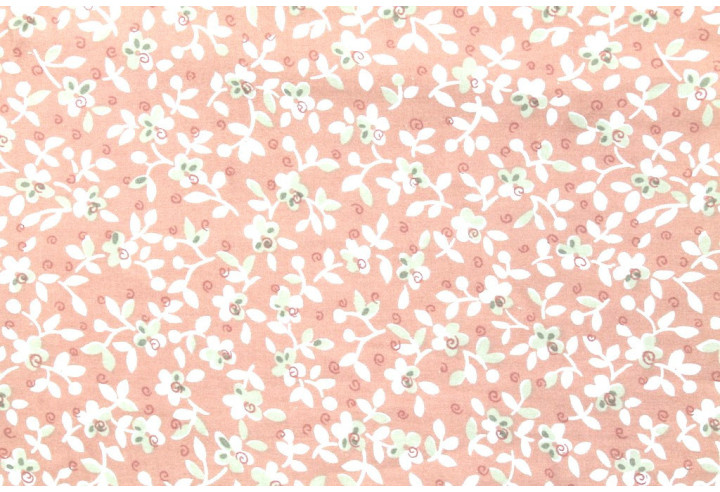 Tissu Popeline Coton Imprimé Fleur Laurie Rose -Au Mètre