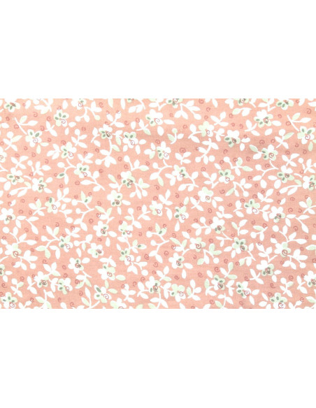Tissu Popeline Coton Imprimé Fleur Laurie Rose -Au Mètre