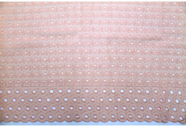 Tissu Broderie Anglaise Fleur Doly Rose pâle -Au Mètre