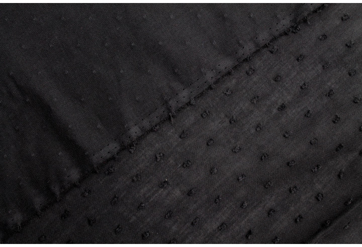 Tissu Voile à Pois Uni Noir -Au Mètre
