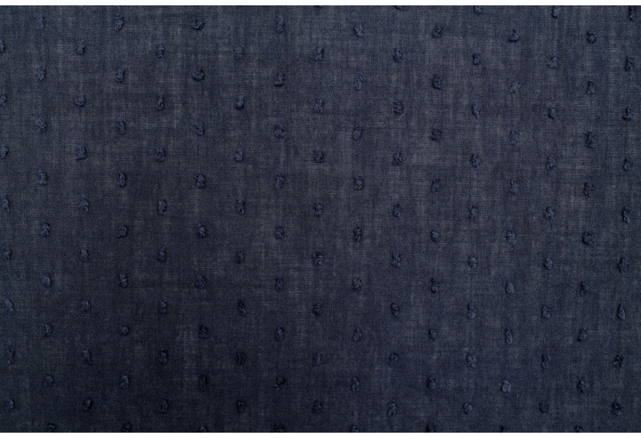 Tissu Voile à Pois Uni Marine -Au Mètre