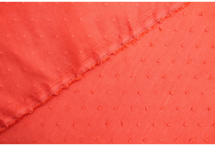 Tissu Voile à Pois Uni Corail -Au Mètre