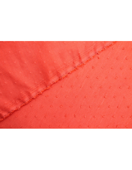 Tissu Voile à Pois Uni Corail -Au Mètre