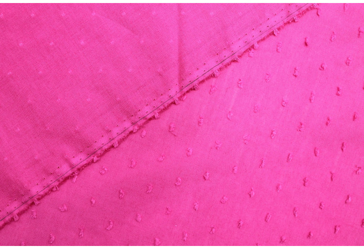 Tissu Voile à Pois Uni Fuchsia -Au Mètre
