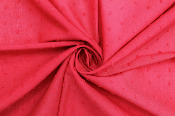 Tissu Voile à Pois Uni Rouge -Coupon de 3 mètres