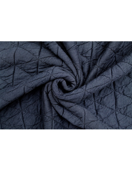 Tissu Matelassé Gros Triangles Marine -Au Mètre