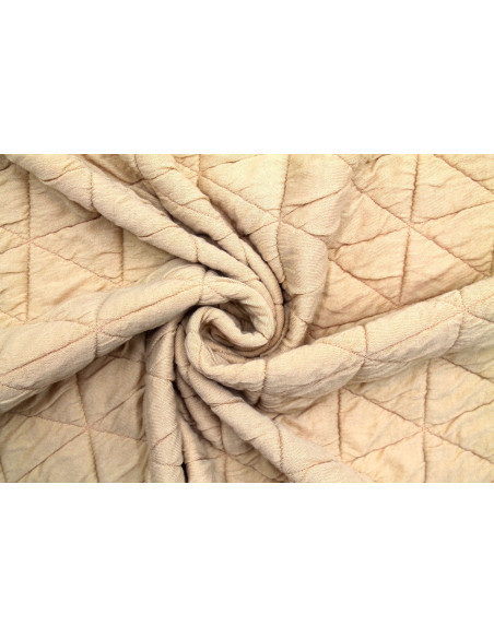 Tissu Matelassé Gros Triangles Beige clair -Au Mètre