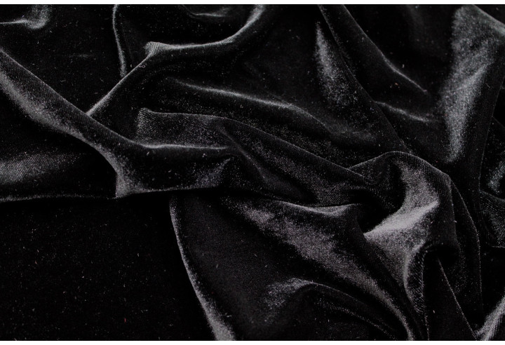 Tissu Velours Extensible Noir -Au Mètre