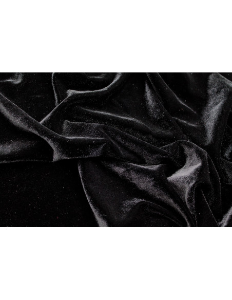 Tissu Velours Extensible Noir -Au Mètre