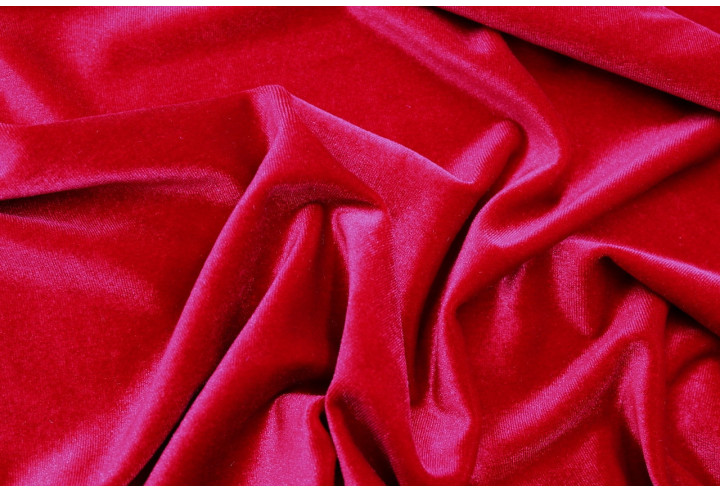 Tissu Velours Extensible Rouge -Au Mètre