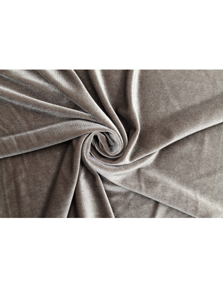Tissu Velours Extensible Taupe -Au Mètre