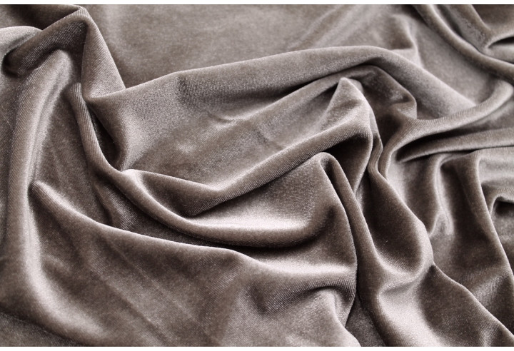 Tissu Velours Extensible Taupe -Au Mètre
