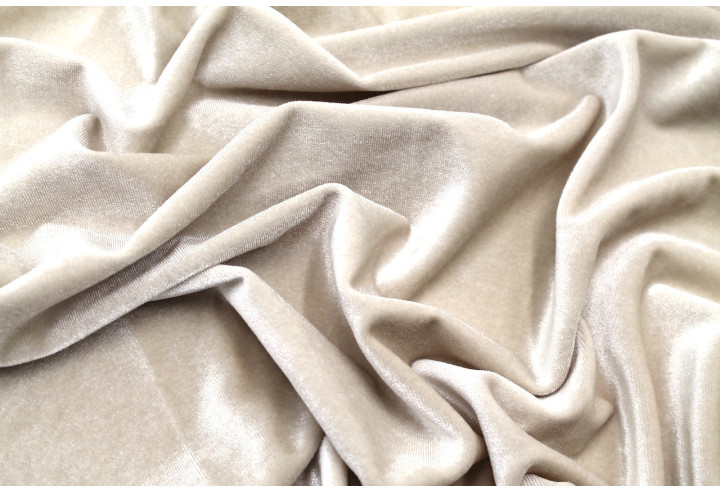Tissu Velours Extensible Beige clair -Au Mètre