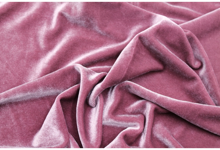 Tissu Velours Extensible Vieux Rose -Au Mètre