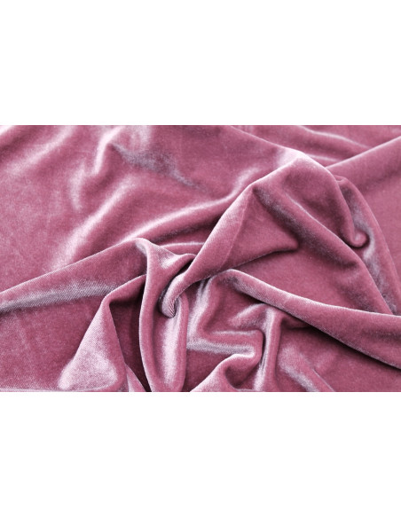 Tissu Velours Extensible Vieux Rose -Au Mètre