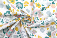 Tissu Doublure Imperméable Imprimé Fleur Magui Blanc -Au Mètre
