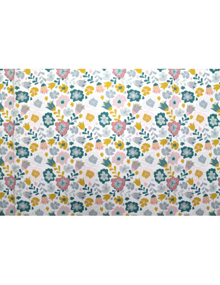 Tissu Doublure Imperméable Imprimé Fleur Magui Blanc -Au Mètre