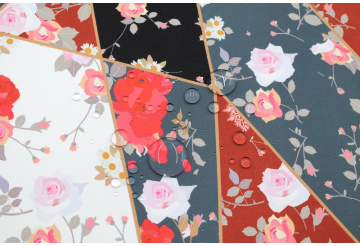 Tissu Doublure Imperméable Imprimé Fleur Mosaïque -Au Mètre