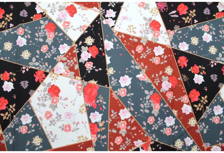 Tissu Doublure Imperméable Imprimé Fleur Mosaïque -Au Mètre