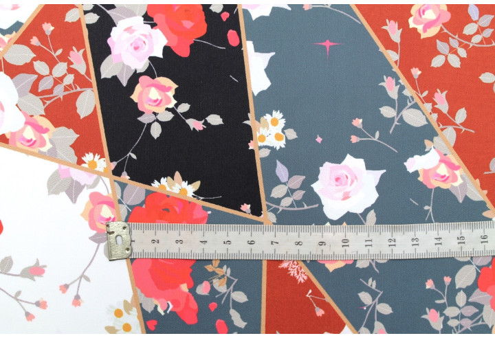 Tissu Doublure Imperméable Imprimé Fleur Mosaïque -Au Mètre