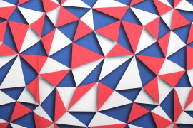 Tissu Doublure Imperméable Imprimé Triangles Bleu/Blanc/Rouge -Au Mètre
