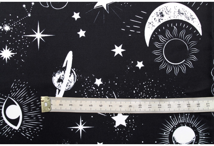Tissu Doublure Imperméable Imprimé Univers Noir -Au Mètre